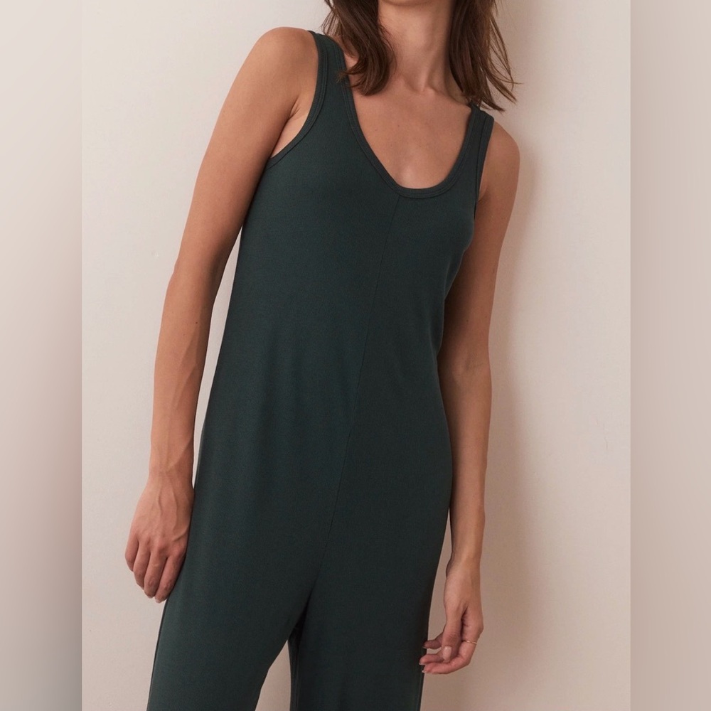Jumpsuite green Pine comfortable fabric everyday wear Rib lounge Marine layer - Picture 3 of 4